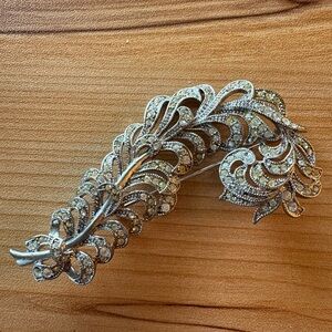 Vintage Silver Feather Brooch